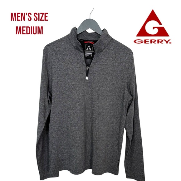 Gerry Other - Gerry Men's‎ Medium 1/4 Zip Pullover Performance Golf Shirt Gray Activewear